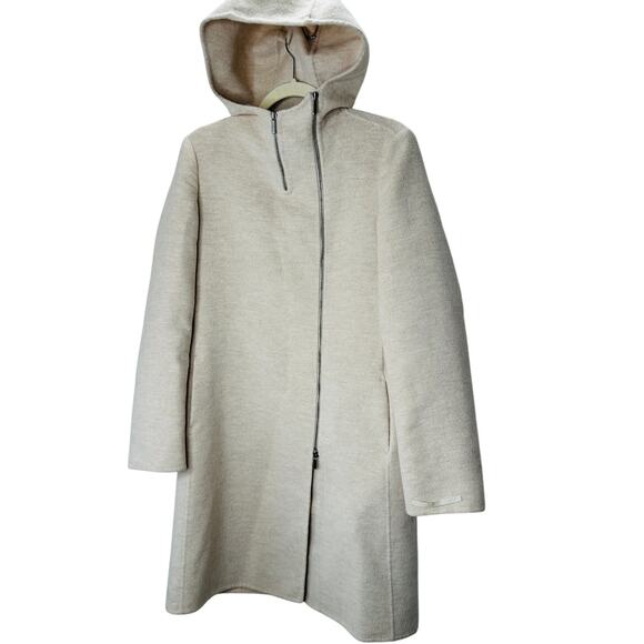 S Max Mara Tan Long Sleeve Front Zip Hooded Wool Angora Shacket 8 - Picture 2 of 16